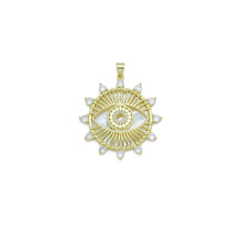 Load image into Gallery viewer, CZ Pave Spike Gold Evil Eye Mother of Pearl Pendant, Sku#LX631
