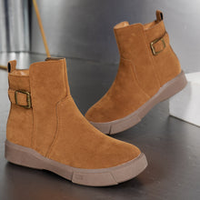 Load image into Gallery viewer, Women's Round Toe Ankle Boots with Side Zipper - Flat Heel Suede Boots