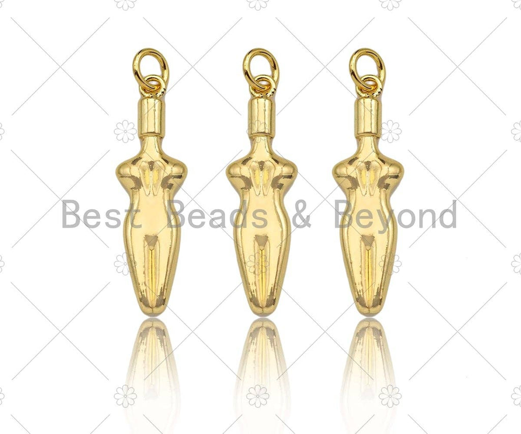 18K Dainty Gold Female Body Pendant,Female Empowerment Charm, Necklace Bracelet Charm Pendant,8x27mm, Sku#LK267