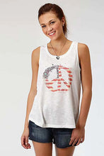 Load image into Gallery viewer, Roper Americana Peace (White) - Women's Tank Top