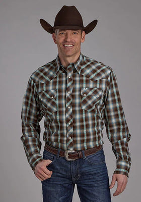 Roper 2169 Horseshoe Dobby (Brown) - Men's Western Shirt