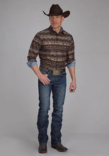 Load image into Gallery viewer, Roper 2175 Distressed Aztec Print (Brown) - Men's Western Shirt