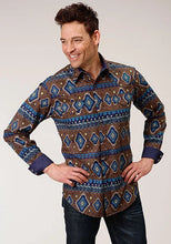 Load image into Gallery viewer, Roper 1265 Chocolate Aztec Print (Brown) - Men's Western Shirt