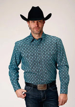 Load image into Gallery viewer, Roper 1845 Lattice Medallion (Blue) - Men's Western Shirt