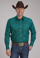 Load image into Gallery viewer, Roper 2238 Mallard Paisley (Teal) - Men's Western Shirt
