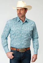 Load image into Gallery viewer, Roper 1944 Stretch Paisley (Teal) - Men's Western Shirt