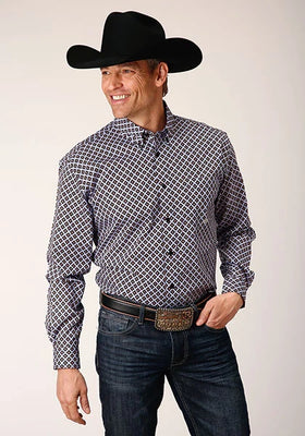 Roper 1666 Tile Foulard (Black) - Men's Western Shirt