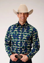Load image into Gallery viewer, Roper 1814 Aztec Allover Print (Navy) - Men's Western Shirt
