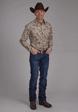 Load image into Gallery viewer, Roper 2116 Brushstroke Cowboys Print (Brown) - Men's Western Shirt