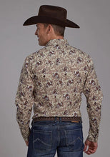 Load image into Gallery viewer, Roper 2116 Brushstroke Cowboys Print (Brown) - Men's Western Shirt