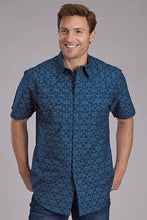 Load image into Gallery viewer, Roper 2350 Diamond Print (Blue) - Men's Short Sleeve Shirt