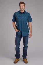 Load image into Gallery viewer, Roper 2350 Diamond Print (Blue) - Men's Short Sleeve Shirt