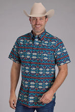 Load image into Gallery viewer, Roper 2352 Navajo Print (Blue) - Men's Short Sleeve Shirt