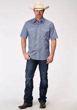 Load image into Gallery viewer, Roper 1932 Blue Skies Tie Print (Blue) - Men's Short Sleeve Shirt