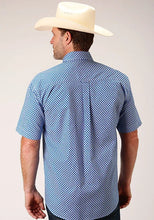 Load image into Gallery viewer, Roper 1460 Stretch Diamond Star (Blue) - Men's Short Sleeve Shirt