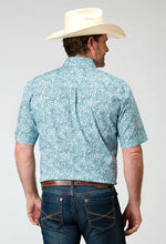 Load image into Gallery viewer, Roper 1944 Stretch Paisley (Blue) - Men's Short Sleeve Shirt