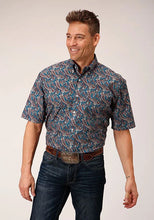 Load image into Gallery viewer, Roper 1558 Independence Foulard (Blue) - Men's Short Sleeve Shirt