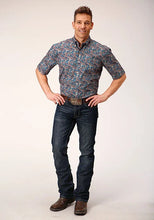 Load image into Gallery viewer, Roper 1558 Independence Foulard (Blue) - Men's Short Sleeve Shirt