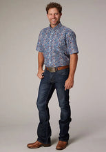 Load image into Gallery viewer, Roper 2024 River Paisley (Blue) - Men's Short Sleeve Shirt