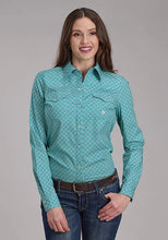 Load image into Gallery viewer, Roper 2250 Stretch Four Point Foulard (Turquoise) - Women's Western Shirt