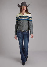 Load image into Gallery viewer, Roper 2122 Diamond Border (Grey) - Women's Western Shirt