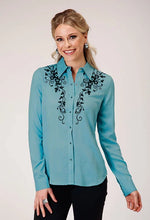 Load image into Gallery viewer, Roper 1874 Challis (Turquoise) - Women's Western Blouse