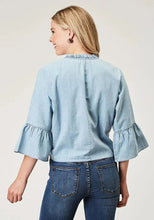 Load image into Gallery viewer, Roper Floral Applique (Denim) - Women's Cotton Shirt