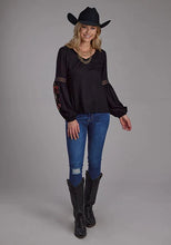 Load image into Gallery viewer, Roper 2190 Solid Rayon (Black) - Women's Western Blouse