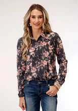 Load image into Gallery viewer, Roper 1751 Coral Floral (Grey) - Women's Western Blouse