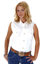 Load image into Gallery viewer, Roper Solid Poplin (White) - Women's Sleeveless Shirt