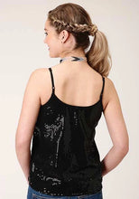 Load image into Gallery viewer, Roper 1419 Solid Sequined (Black) - Women's Tank Top
