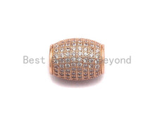 Load image into Gallery viewer, CZ Micro Pave Large Hole Drum Barrel Spacer Beads for Bracelet/Necklace, Cubic Zirconia Big Hole Spacer Beads, 10x12mm, sku#X106