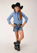 Load image into Gallery viewer, Roper Blue Thistle (Blue) - Girl's Western Snap Shirts (Closeout)