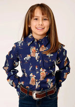 Load image into Gallery viewer, Roper Cowboy Toils (Blue) - Girl's Western Snap Shirt