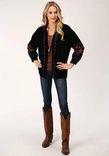 Load image into Gallery viewer, Roper 1421 Floral Velvet (Black) - Women's Jacket