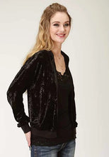 Load image into Gallery viewer, Roper 2258 Flower Print (Black) - Women's Bomber Jacket