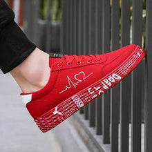 Load image into Gallery viewer, Love Print Canvas Shoes | Unisex Lace-Up Flats Casual Sneakers