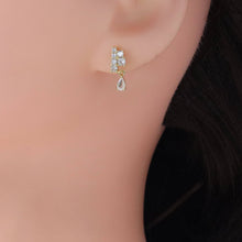 Load image into Gallery viewer, Gold Clear CZ Teardrop Stud Earrings, Sku#A285