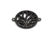 Load image into Gallery viewer, Black CZ flower Connector charm, sku#A92