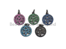 Load image into Gallery viewer, CZ Micro Pave LOVE Round Pendant with bail, Cubic Zirconia Blue Fuchsia Black Green Love Pave Pendant,13x15mm, sku#X105