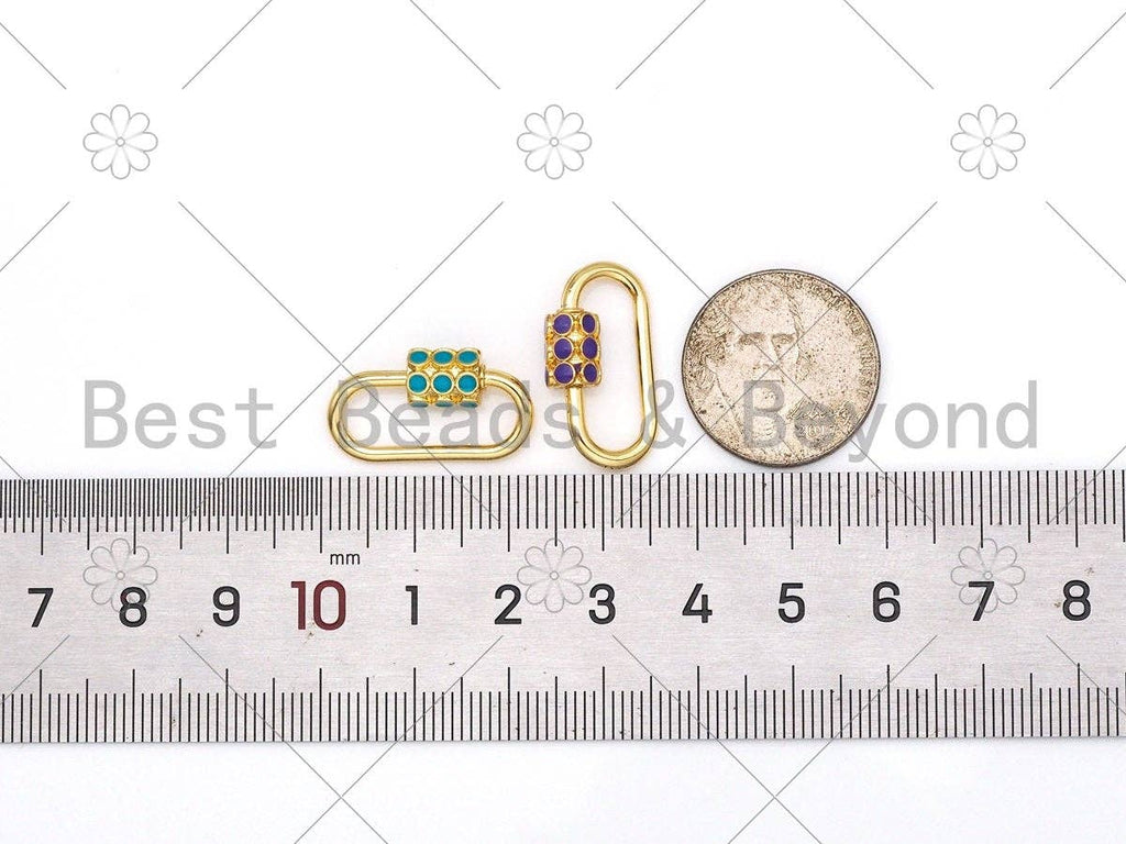 Colorful Enamel Oval Shape Screw Clasp, 18K Gold Filled ,SKU#H327C