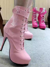 Load image into Gallery viewer, Women's Lockable Lace-Up Platform Heels - 15CM Super High Heel Patent Leather Pumps