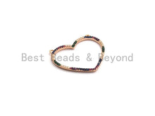 Load image into Gallery viewer, Rainbow Color CZ Micro Pave Large Heart Pendant, Cubic Zirconia Pave Pendant/Connector, Fashion Jewelry Findings, 27x31mm,sku#F655