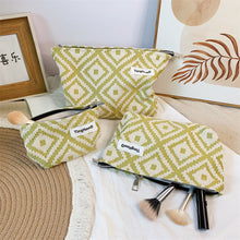 Load image into Gallery viewer, Women's Geometric Fabric Cosmetic Bag - Multi-Compartment Makeup Organizer with Zipper
