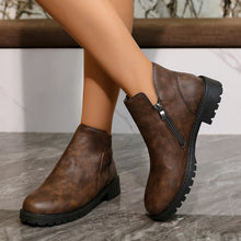 Load image into Gallery viewer, Women's Casual British-Style Low-Cut Ankle Boots – Chunky Heel Side Zipper
