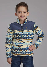 Load image into Gallery viewer, Roper Boy's Aztec Print Microfleece Pullover (Cream/Navy) - Children's Jacket