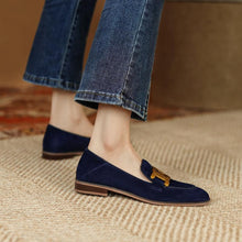Load image into Gallery viewer, Women's Retro Metal Buckle Slip-On Loafers - Chunky Heel Platform Flats