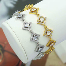 Load image into Gallery viewer, CZ Gold Silver Rhombus Diamond Shape Bezel Setting Bracelet, Sku#B218