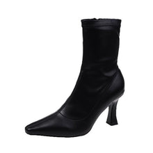Load image into Gallery viewer, Women's Retro Mid-Calf Pointed Toe Stiletto Boots - Side Zip High Heel Boots