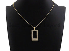 Load image into Gallery viewer, Clear CZ Micro Pave Hollow out Rectagular Shape Pendant, Gold/Rose Gold/Silver/Gunmetal Geometric Frame shape pendant, 20x45mm, sku#X58